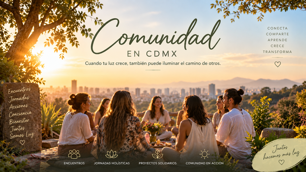 Comunidad holística en CDMX reunida en un espacio de bienestar y conexión